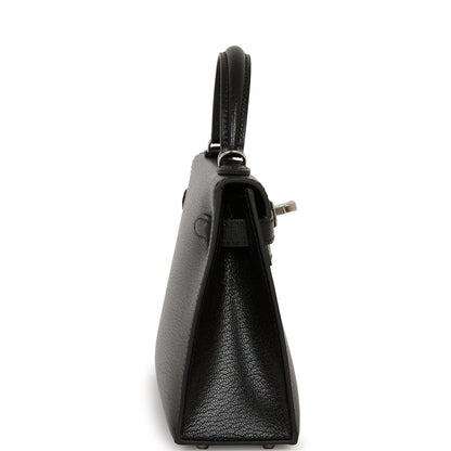 Hermes Kelly 20 Sellier Black Chevre Chamkila Palladium Hardware