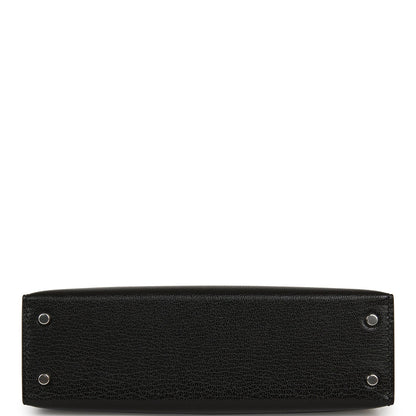 Hermes Kelly 20 Sellier Black Chevre Chamkila Palladium Hardware