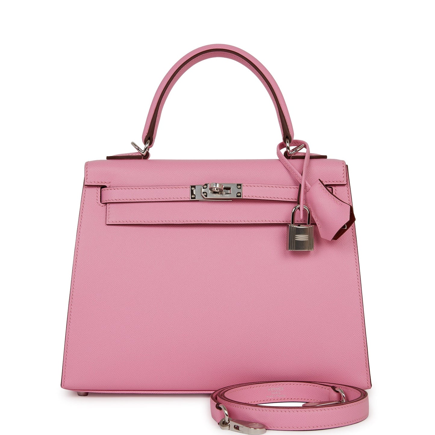 Hermes Kelly 25 Sellier Pink Verso Madame Palladium Hardware