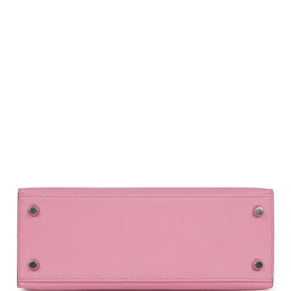 Hermes Kelly 25 Sellier Pink Verso Madame Palladium Hardware