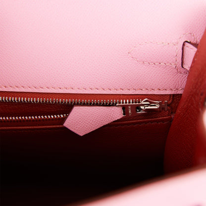 Hermes Kelly 25 Sellier Pink Verso Madame Palladium Hardware