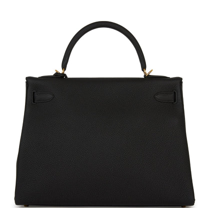 Hermes Kelly 32 Retourne Black Togo Gold Hardware