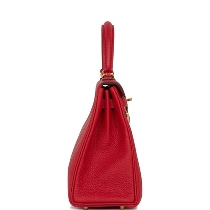 Hermes Kelly 25 Retourne Rouge Casaque Togo Gold Hardware