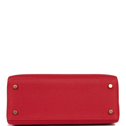 Hermes Kelly 25 Retourne Rouge Casaque Togo Gold Hardware