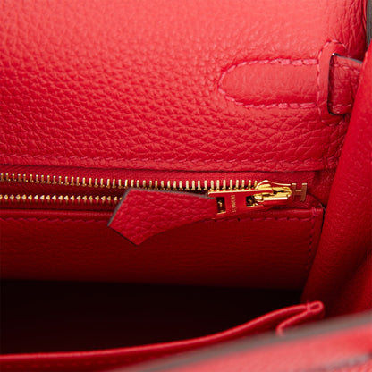 Hermes Kelly 25 Retourne Rouge Casaque Togo Gold Hardware