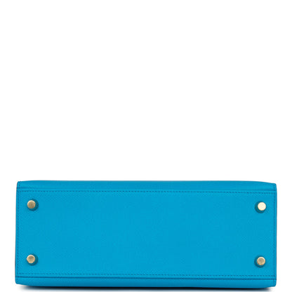 Hermes Kelly 25 Sellier Bleu Frida Epsom Gold Hardware