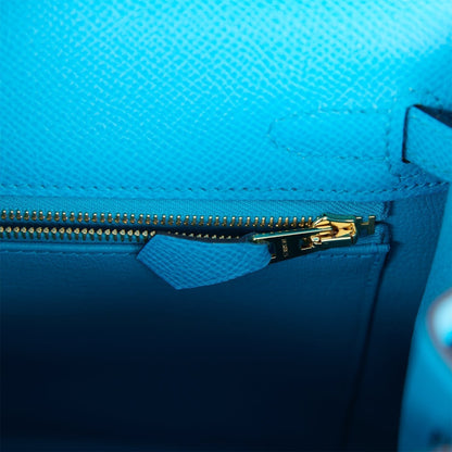 Hermes Kelly 25 Sellier Bleu Frida Epsom Gold Hardware