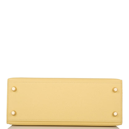 Hermes Kelly 25 Sellier Jaune Poussin Epsom Gold Hardware
