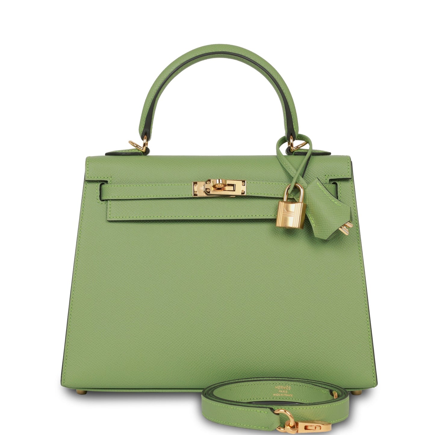 Hermes Kelly 25 Sellier Vert Criquet Epsom Gold Hardware