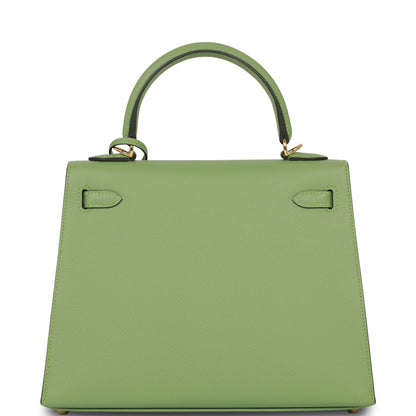 Hermes Kelly 25 Sellier Vert Criquet Epsom Gold Hardware
