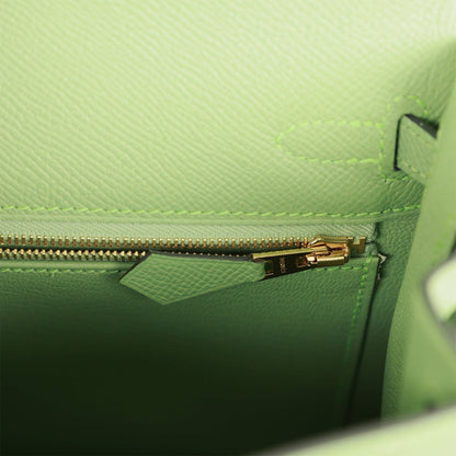 Hermes Kelly 25 Sellier Vert Criquet Epsom Gold Hardware