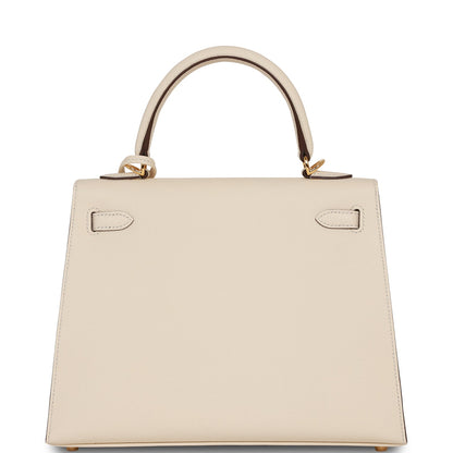 Hermes Kelly 25 Sellier Nata Epsom Gold Hardware