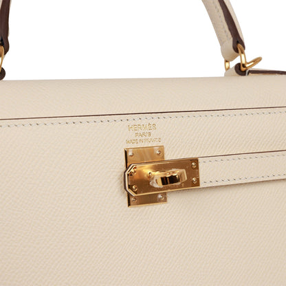 Hermes Kelly 25 Sellier Nata Epsom Gold Hardware