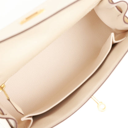 Hermes Kelly 25 Sellier Nata Epsom Gold Hardware