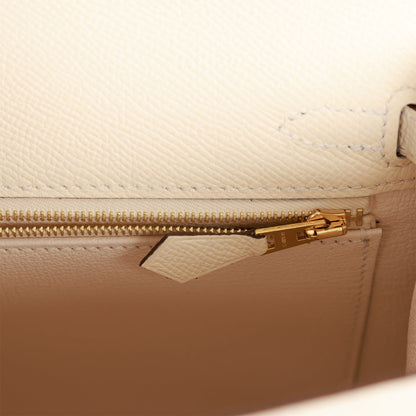 Hermes Kelly 25 Sellier Nata Epsom Gold Hardware