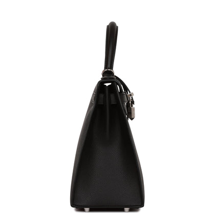Hermes Kelly 28 Sellier Black Epsom Palladium Hardware