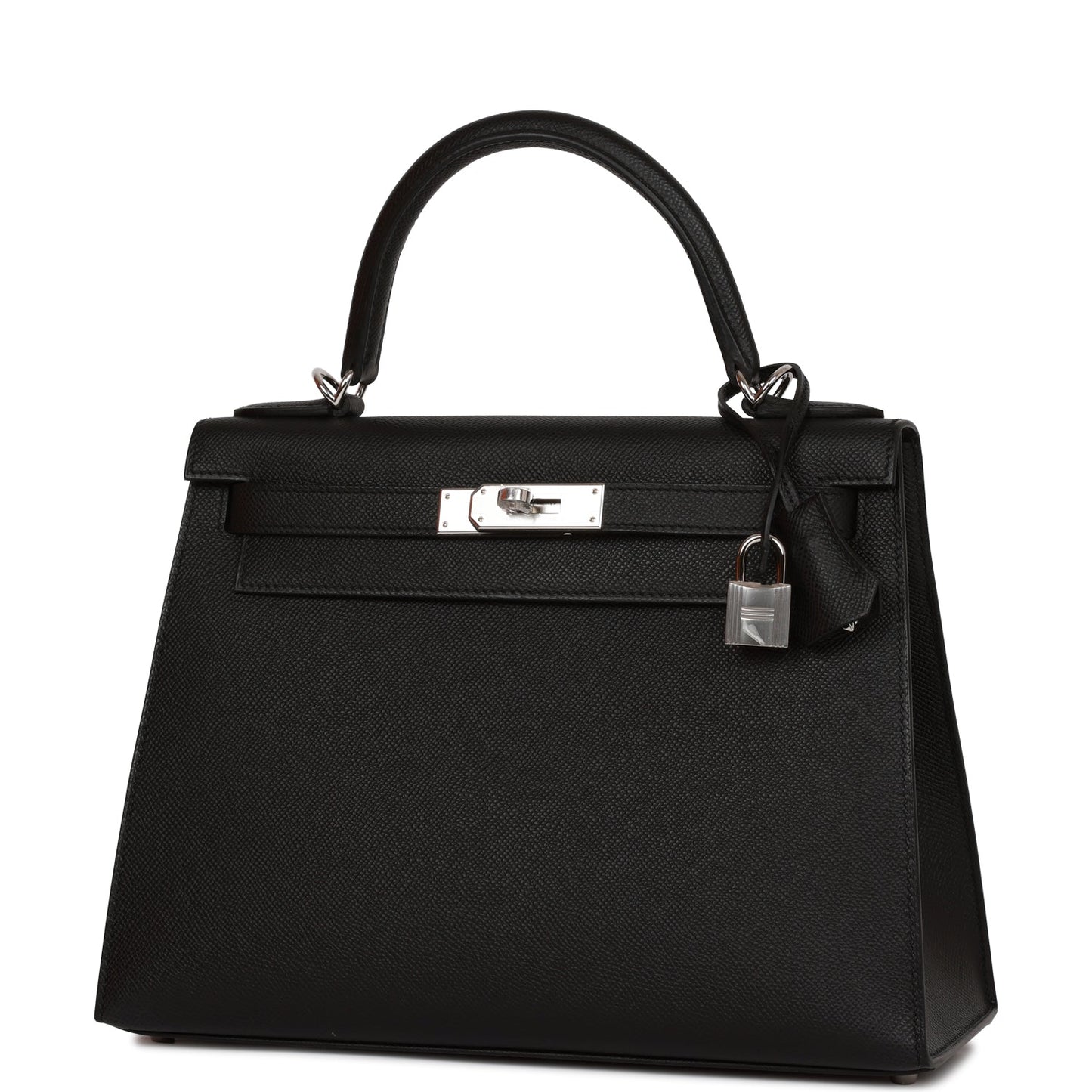 Hermes Kelly 28 Sellier Black Epsom Palladium Hardware