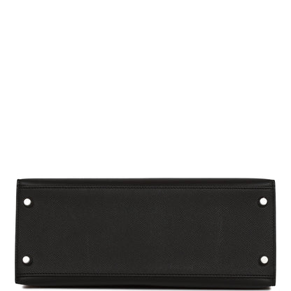 Hermes Kelly 28 Sellier Black Epsom Palladium Hardware