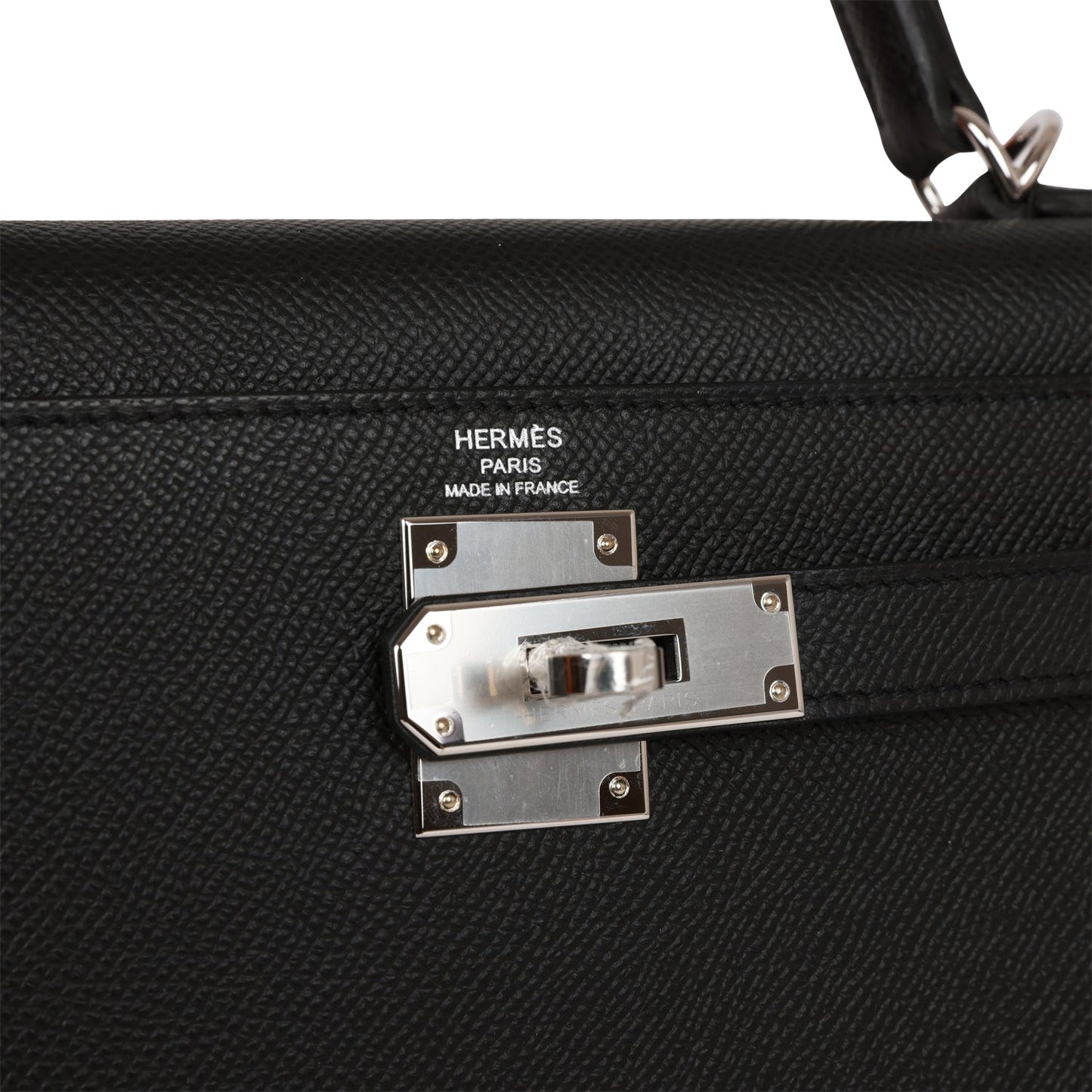 Hermes Kelly 28 Sellier Black Epsom Palladium Hardware
