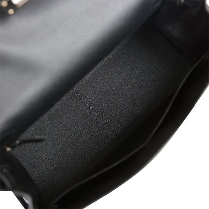 Hermes Kelly 28 Sellier Black Epsom Palladium Hardware
