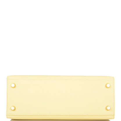 Hermes Kelly 25 Sellier Jaune Poussin Epsom Gold Hardware