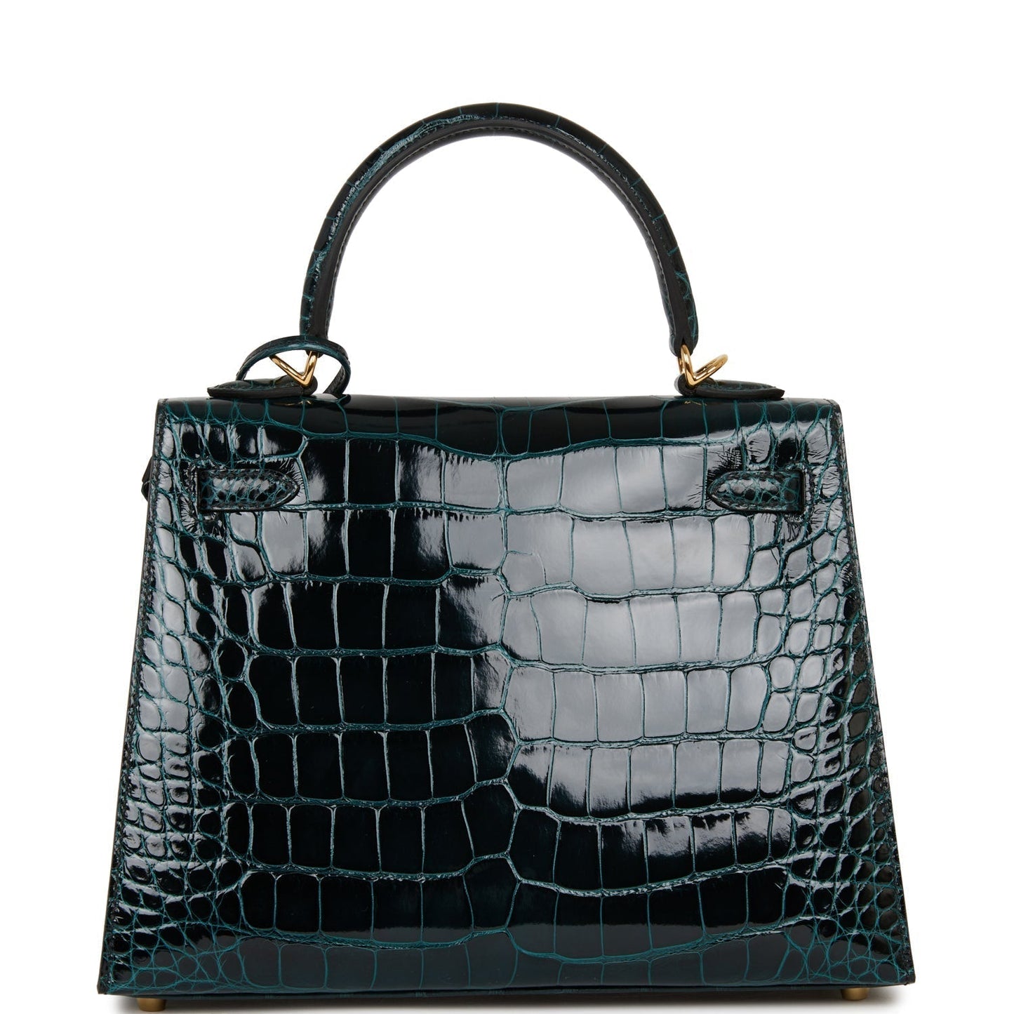 Hermes Kelly 25 Sellier Vert Rousseau Shiny Alligator Gold Hardware