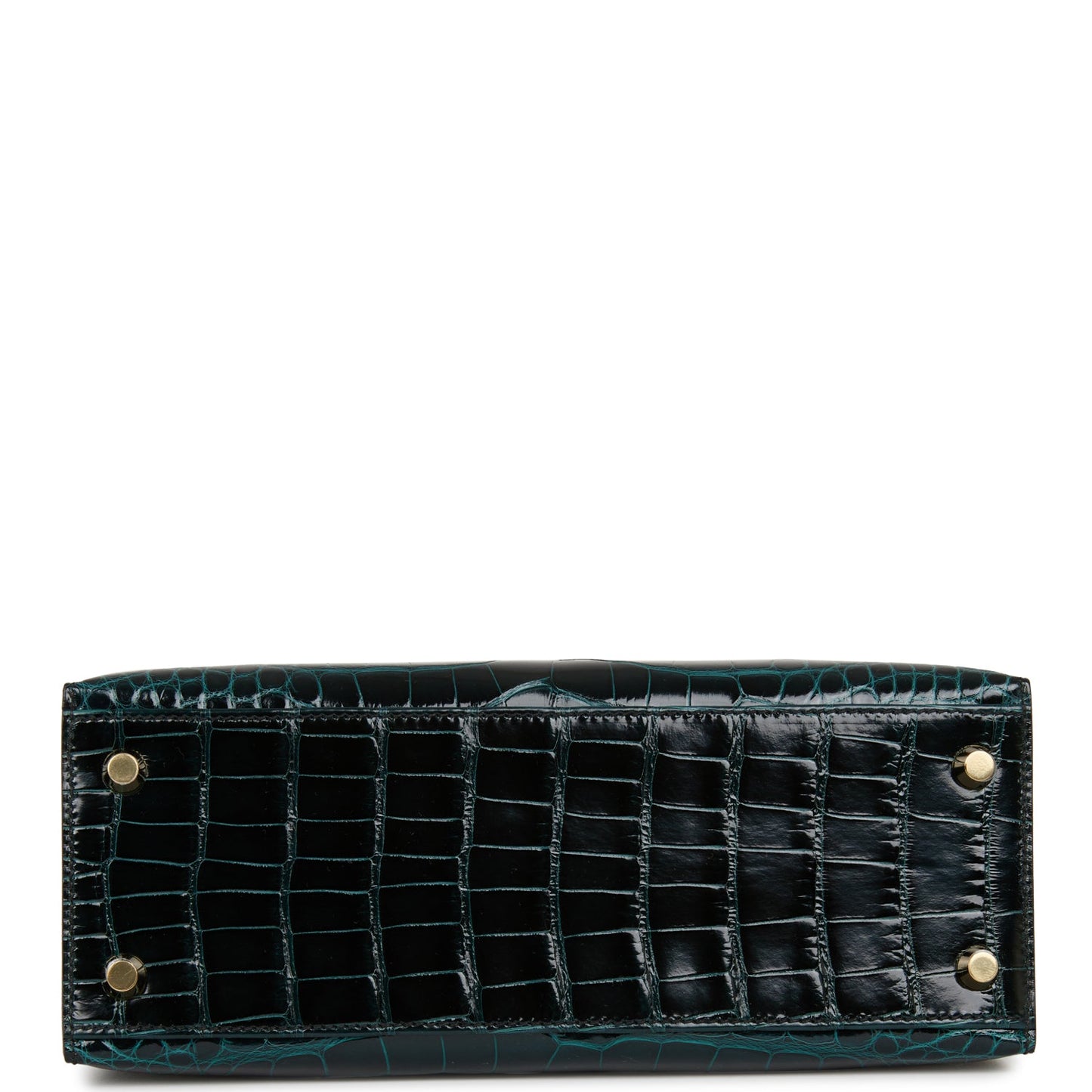 Hermes Kelly 25 Sellier Vert Rousseau Shiny Alligator Gold Hardware