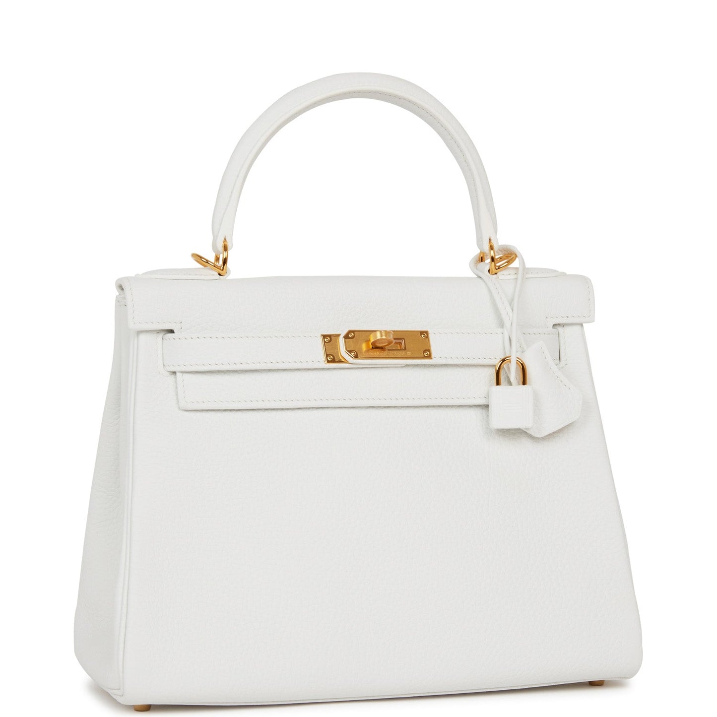 Hermes Kelly 28 Retourne White Clemence Gold Hardware