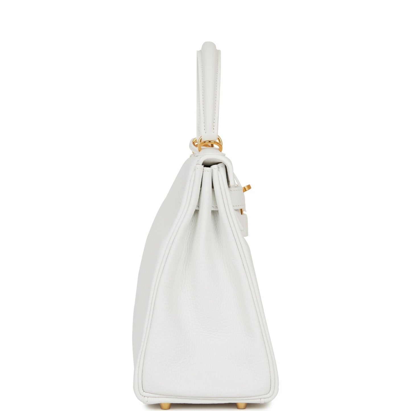Hermes Kelly 28 Retourne White Clemence Gold Hardware