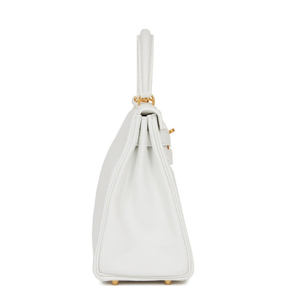 Hermes Kelly 28 Retourne White Clemence Gold Hardware