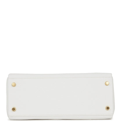 Hermes Kelly 28 Retourne White Clemence Gold Hardware