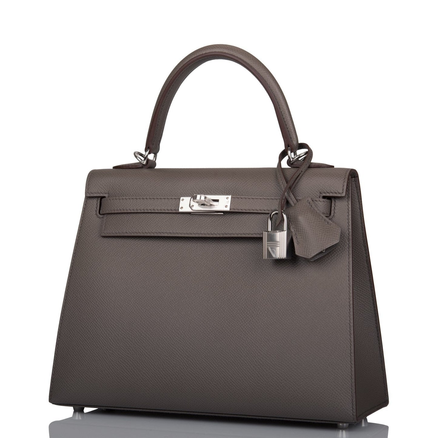Hermes Kelly 25 Sellier Etain Epsom Palladium Hardware