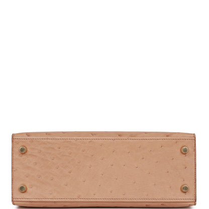 Hermes Kelly 25 Sellier Chai Ostrich Gold Hardware