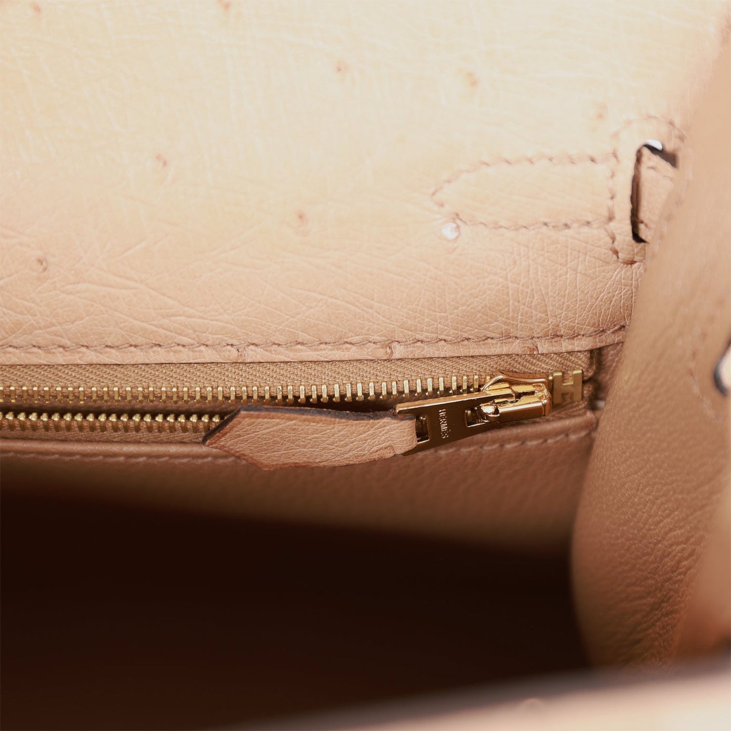Hermes Kelly 25 Sellier Chai Ostrich Gold Hardware
