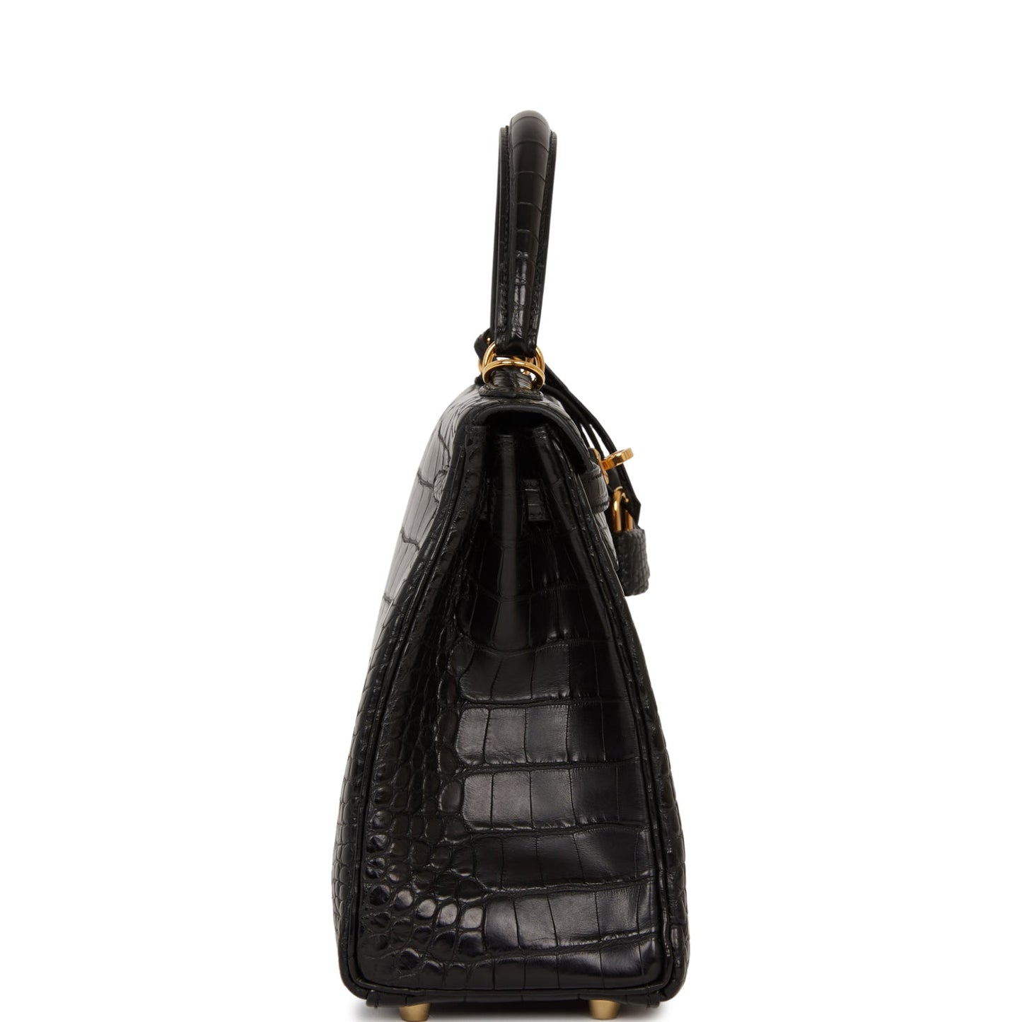 Hermes Kelly 25 Retourne Black Matte Alligator Gold Hardware
