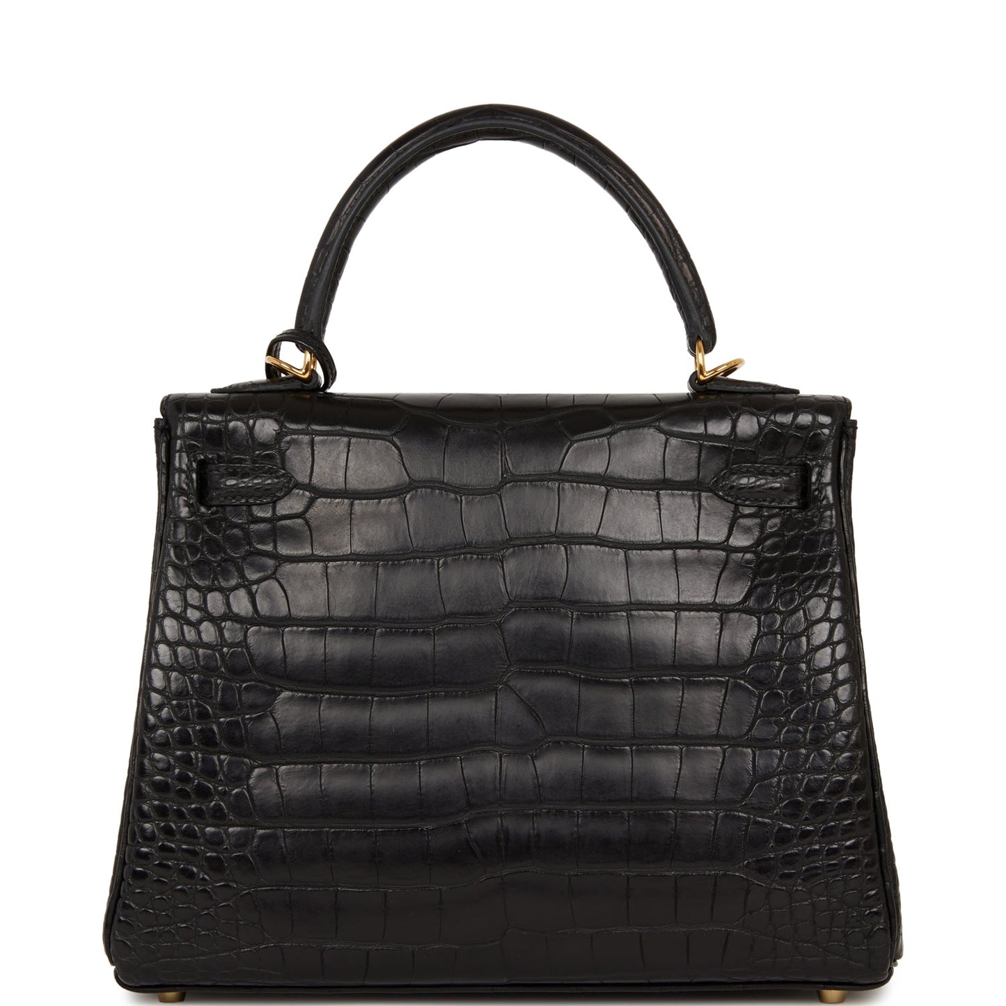 Hermes Kelly 25 Retourne Black Matte Alligator Gold Hardware