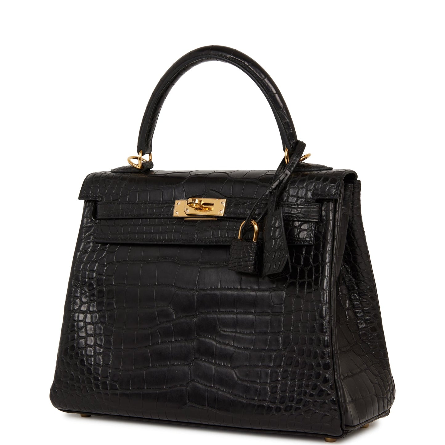 Hermes Kelly 25 Retourne Black Matte Alligator Gold Hardware