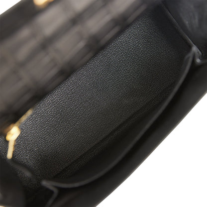 Hermes Kelly 25 Retourne Black Matte Alligator Gold Hardware