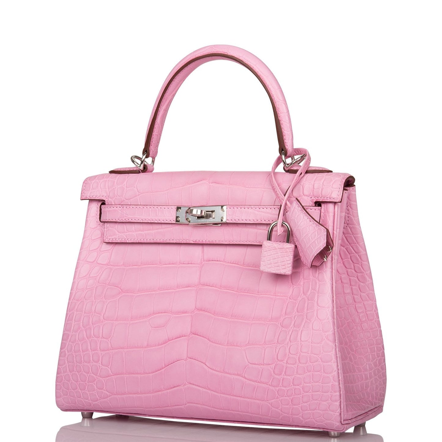 Hermes Kelly 25 Retourne Bubblegum 5P Matte Alligator Palladium Hardware