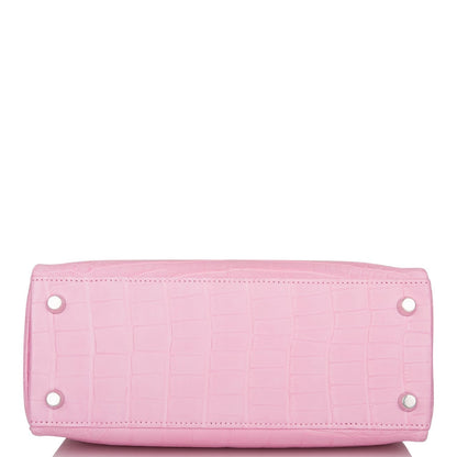 Hermes Kelly 25 Retourne Bubblegum 5P Matte Alligator Palladium Hardware