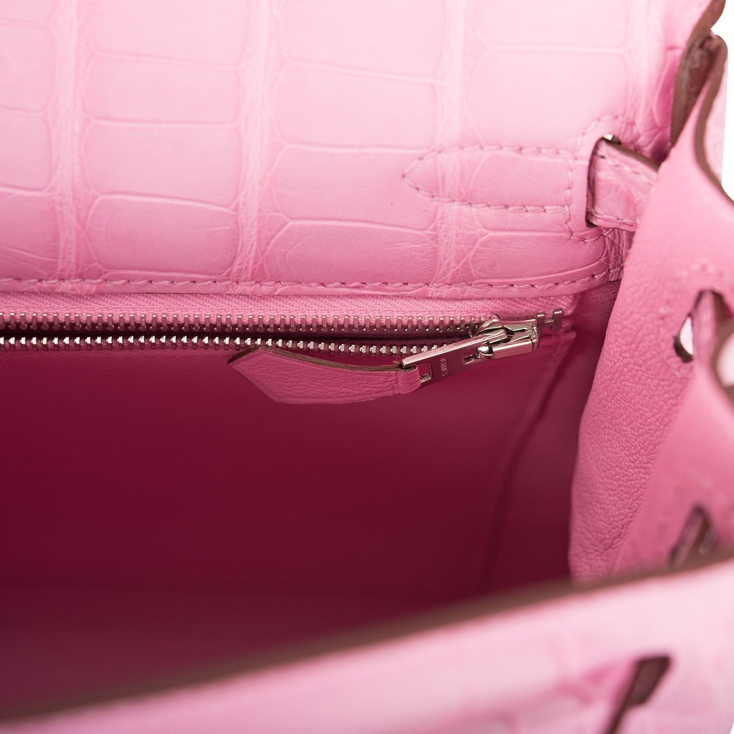 Hermes Kelly 25 Retourne Bubblegum 5P Matte Alligator Palladium Hardware