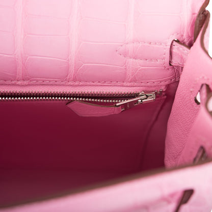 Hermes Kelly 25 Retourne Bubblegum 5P Matte Alligator Palladium Hardware