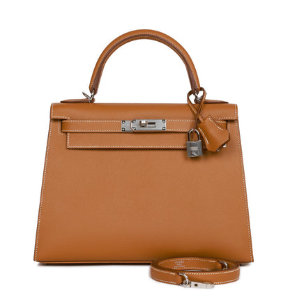 Hermes Kelly 28 Sellier Gold Epsom Palladium Hardware