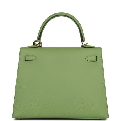 Hermes Kelly 25 Sellier Vert Criquet Epsom Gold Hardware