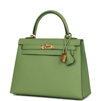 Hermes Kelly 25 Sellier Vert Criquet Epsom Gold Hardware