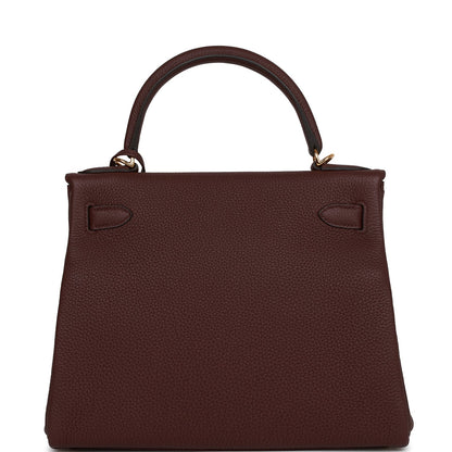 Hermes Kelly 28 Retourne Bordeaux Togo Gold Hardware