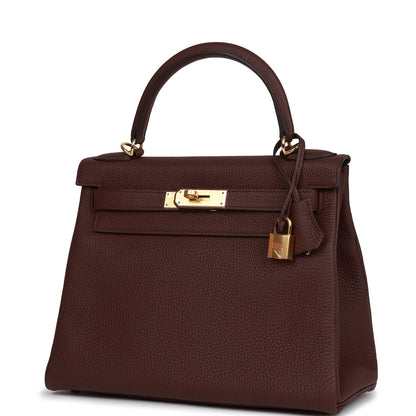 Hermes Kelly 28 Retourne Bordeaux Togo Gold Hardware