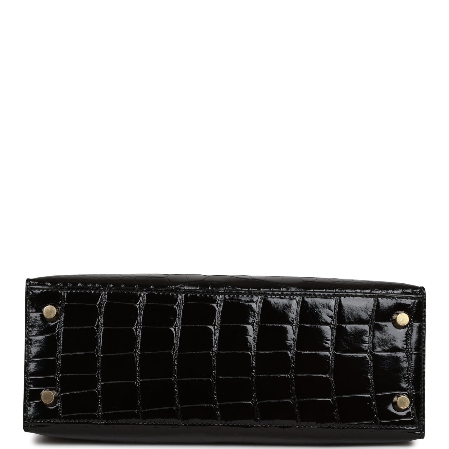 Hermes Kelly 25 Sellier Black Shiny Alligator Gold Hardware