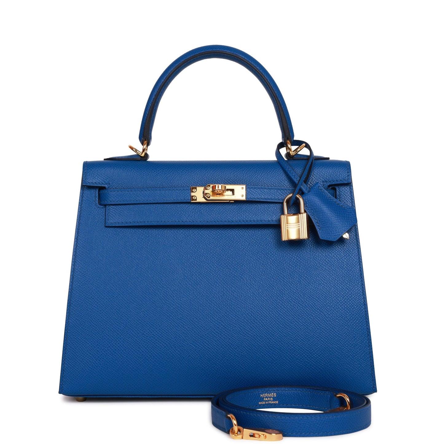 Hermes Kelly 25 Sellier Bleu France Epsom Gold Hardware