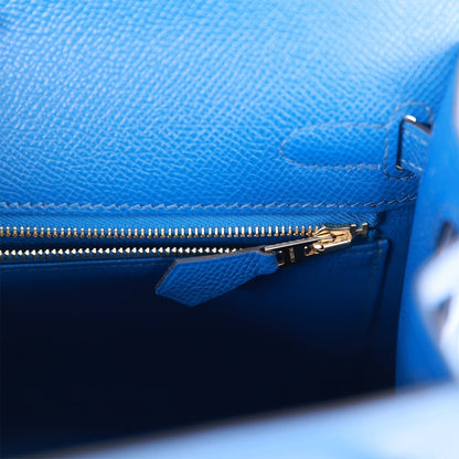Hermes Kelly 25 Sellier Bleu France Epsom Gold Hardware